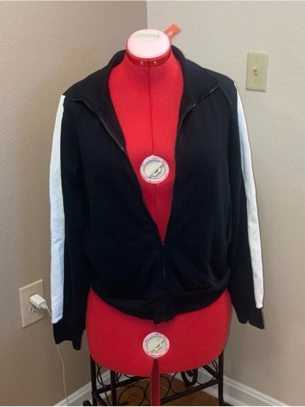 Colsie Women’s Black Jacket white stripe track jacket Size Medium NWT